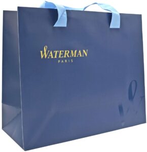 Фирменный подарочный пакет WATERMAN, Большой 2, бумажный, синий, 28*22,5*11 см.
