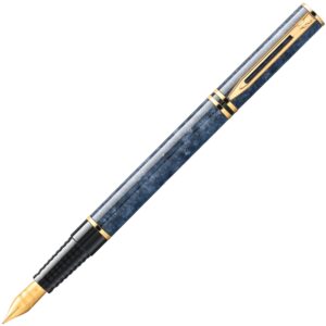 Ручка перьевая Waterman Laureat, Lacquer Blue Marbled GT (Перо F)